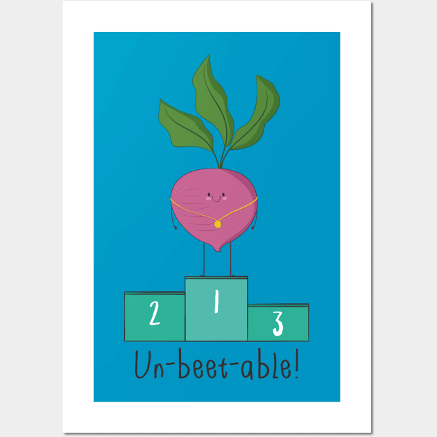 Un-beet-able, Funny Beetroot Vegetable Wall Art by Dreamy Panda Designs